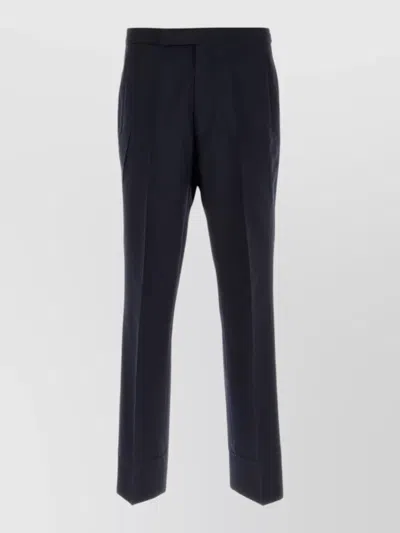 Prada Wool Blend Trousers Pleated Front Cuffed Hem In Blue