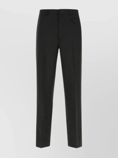 Prada Wool Blend Trousers With Belt Loops And Back Pockets In Black