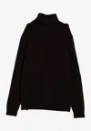 Prada Brown Cashmere Blend Turtleneck Sweater Men In Brown