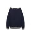 Prada Bootsausschnitt-pullover Aus Wolle In Blue