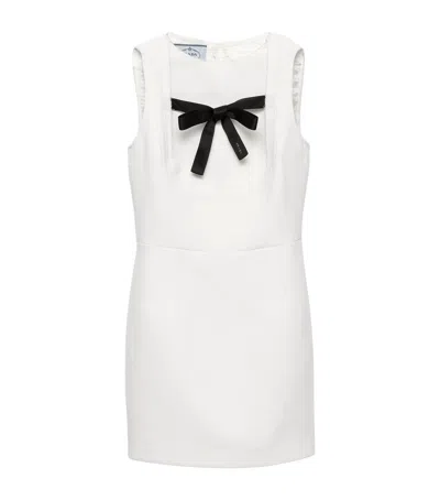 Prada Wool Bow-detail Mini Dress In White