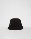 Prada Logo-plaque Cable-knit Bucket Hat In Black