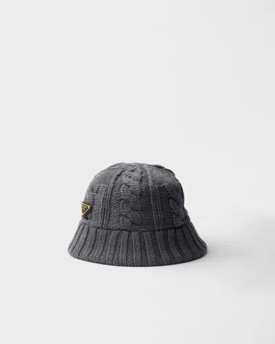 Prada Wool Bucket Hat In Gray