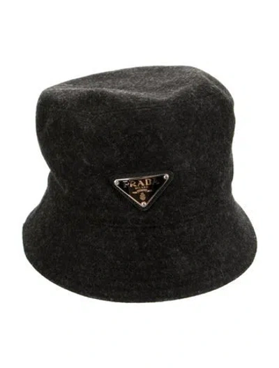 Pre-owned Prada Wool Bucket Hat In Grey