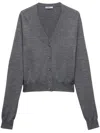 Prada V-neck Knitwear With Classic Silhouette And Refined Details In 灰色