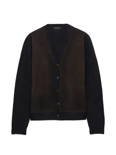 Prada Wool Cardigan In Brown