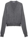 Prada V-neck Knitwear With Classic Silhouette And Refined Details In Ardesia