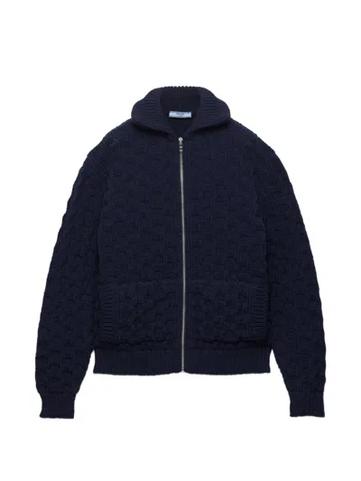 Prada Wool Cardigan In Blue