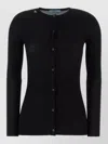 Prada Wool Cardigan Crew Neck Long Sleeves In Black