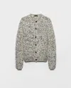Prada Beige Two-tone Wool Cardigan In Gray