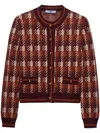 Prada Patterned Wool Cardigan In Red