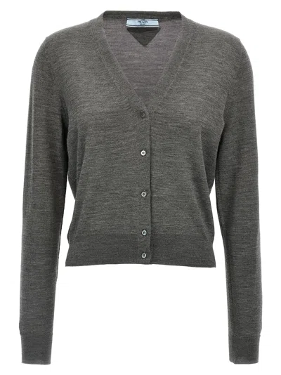 Prada Wool Cardigan Sweaters And Cardigans Gray