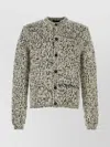 Prada Wool Cardigan With Textured Knit Design In Black