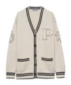 Prada Wool-cashmere Varsity Cardigan In Nude
