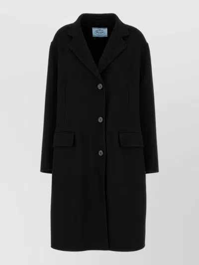 Prada Wool Cashmere Coat In Black