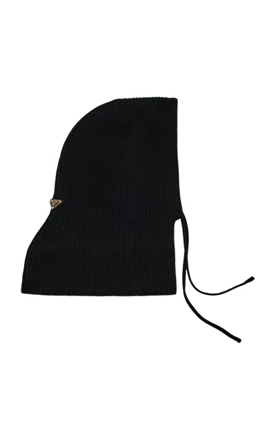 Prada Wool-cashmere Knit Hood In Black