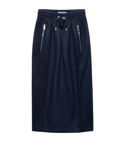 Prada Wool-cashmere Midi Skirt In Blue
