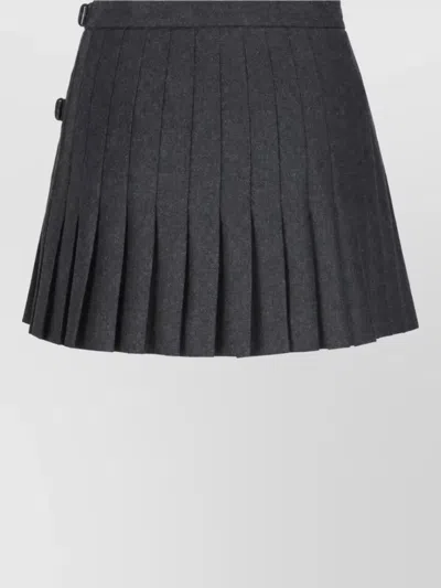 Prada Wool Cashmere Pleated Mini Skirt In Black