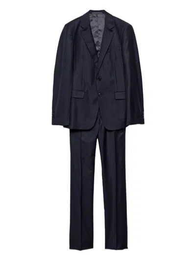 Prada Wool Cashmere Slim Suit In Blue