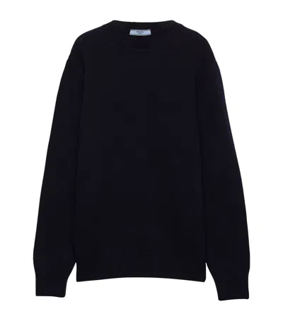 Prada Wool-cashmere Sweatshirt In Blue