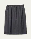 Prada Checked Wool Midi-skirt In Gray