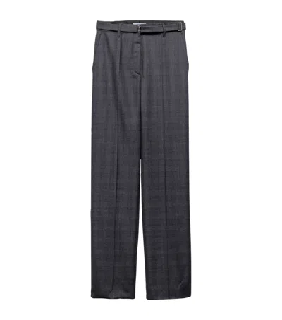 Prada Fantasia 130s Plaid Straight Leg Wool Pants In Gray