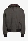 Prada Wool Checked Bomber Jacket In Brown