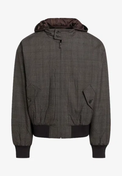 PRADA WOOL CHECKED BOMBER JACKET