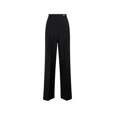 Prada Wool Classic Logo Pants In Black