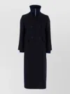 Prada Wool Coat With Long Length And High Collar In Black