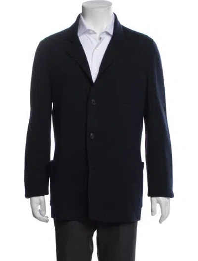 Pre-owned Prada Wool Collar Cardigan In Blue