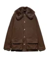 Prada Cotton Shearling-collar Jacket In Brown