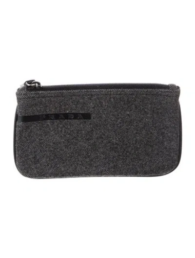 Pre-owned Prada Wool Cosmetic Bag In Grey