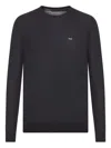 Prada Crew Neck Sweater In Combed Wool In Black