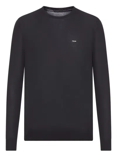 Prada Wool Crew-neck Sweater In Black