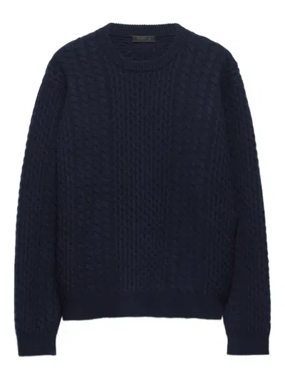 Prada Wool Crew-neck Sweater In Blue