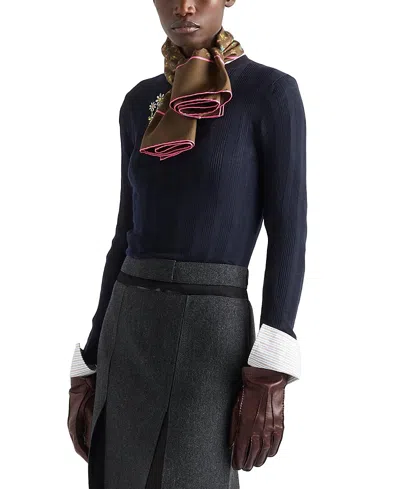 Prada Wool Crew Neck Sweater In Blue
