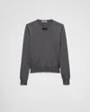 Prada Cutout Triangle Wool Knit Sweater In Gray