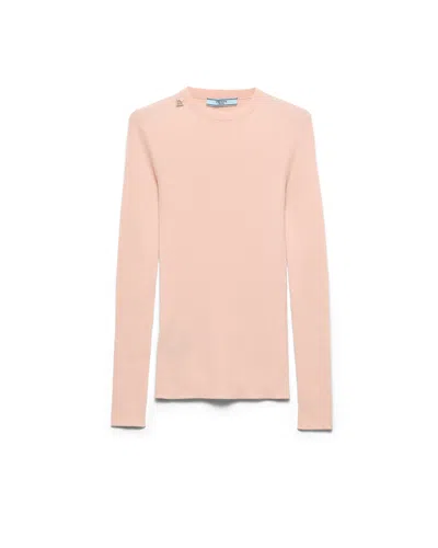Prada Wool Crew-neck Sweater In Pink