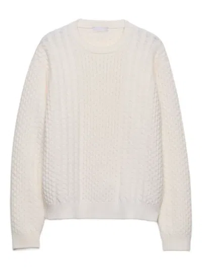Prada Wool Crew-neck Sweater In White