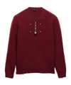 Prada Wool Crew-neck Sweater With Pendant In Brown