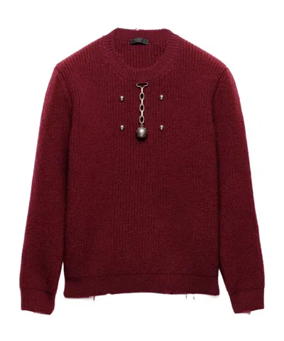 PRADA WOOL CREW-NECK SWEATER WITH PENDANT