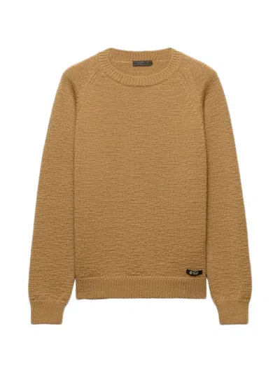 Prada Wool Crew-neck Sweater In Brown