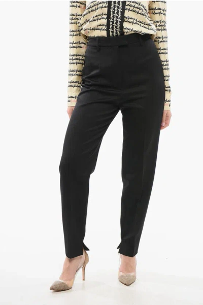 Prada Wool Cropped Pants In Black