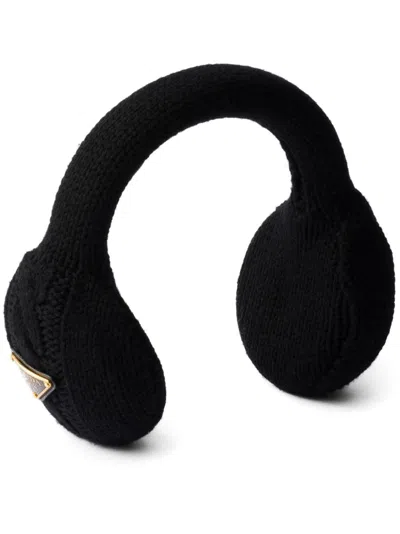 Prada Wool Earmuffs In Black