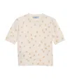 Prada Womens Yellow Floral-intarsia Short-sleeved Wool Jumper In White