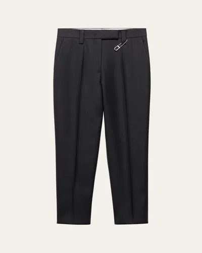Prada Wool Gabardine Cropped Pants In Gray