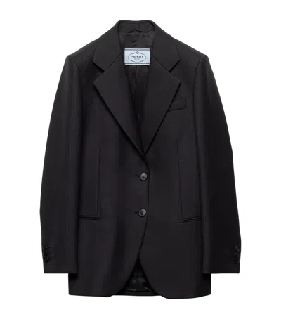 Prada Wool Gabardine Jacket In Gray