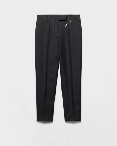 PRADA WOOL GABARDINE PANTS WITH PIN