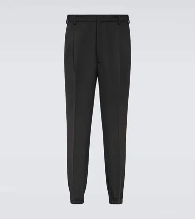 Prada Wool Gabardine Slim Pants In Black